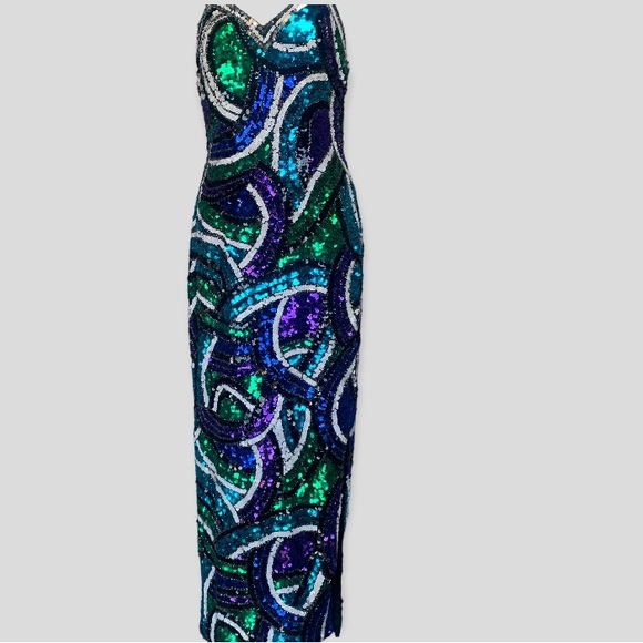 Vintage Homecoming   Dress  SHO MAX ORIGINALS SILK MULTI COLOR  FORMAL SEQUIN - Picture 1 of 13